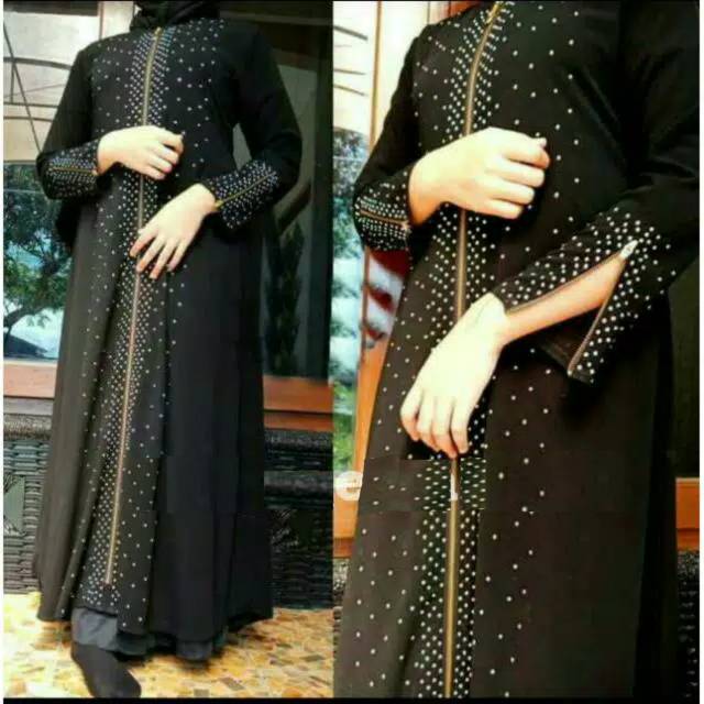 GALLERY ABAYA EXCLUSIVE ABAYA ZIPER MATA RESLETING EMAS SANGAT CANTIK, ANGGUN DAN BERTABUR MATA2