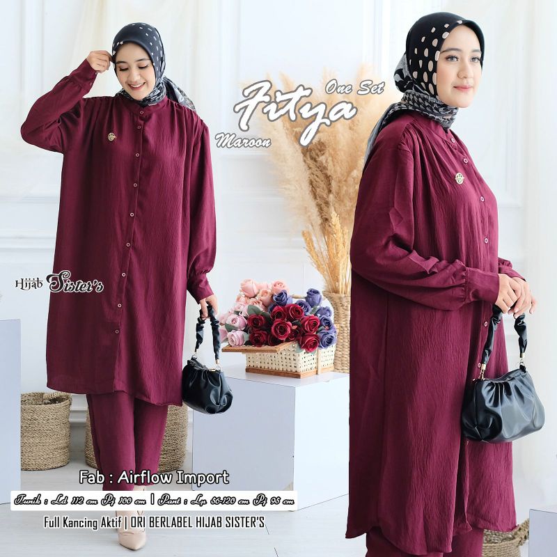 TERBARU TERMURAH 100% ORIGINAL FITYA ONESET BY HIJAB SISTERS / SETELAN TUNIK BUSUI LD 112 & CELANA P