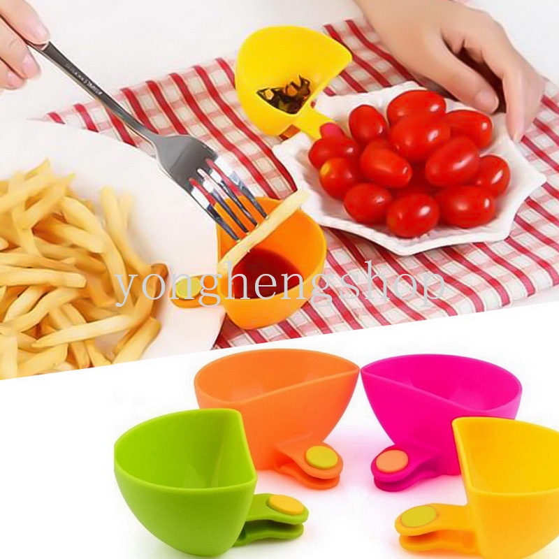 4pcs / set Piring Klip Mini Holder Bumbu / Garam / Cuka / Saus Tomat / Gula