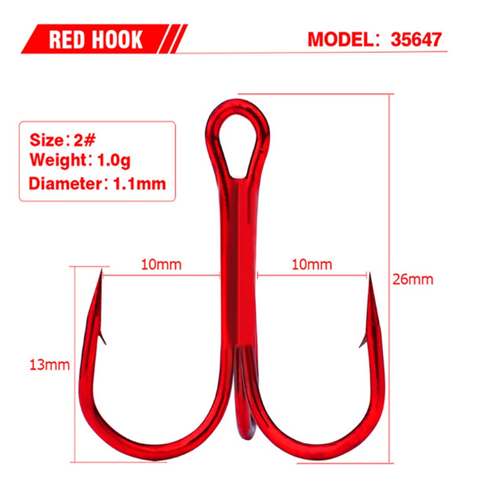 QUINTON Fishing Tackle Treble Hook Pesca Red Hooks Fishing Hooks Bent Round Fishing Accessories For Saltwater Bass 20pcs/lot 2/4/6/8/10# High Carbon Steel