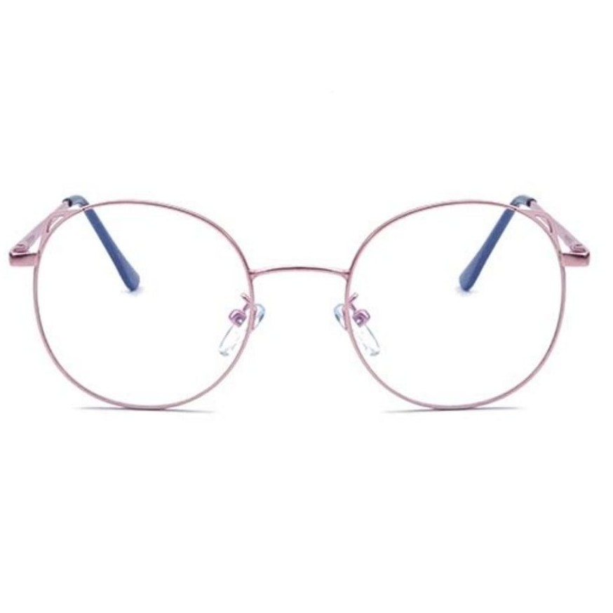 (Rowling)Impor murah Frame Kacamata Wanita dan Pria Gaya Retro Round Eyeglasses Metal Frame Kacamata Fashion-ka-6 dusty pink