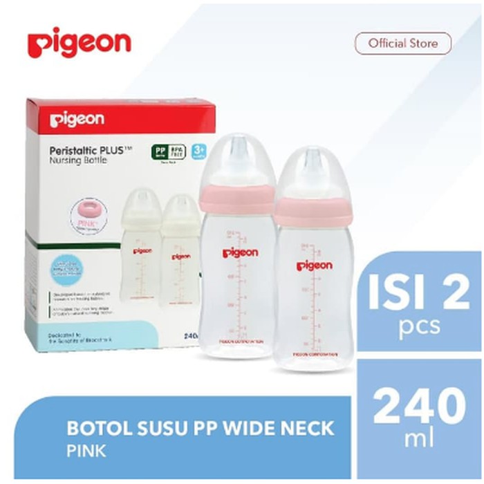 Pigeon Twin Pack Bottle Wide Neck 240Ml Botol Susu Anak Bayi isi 2