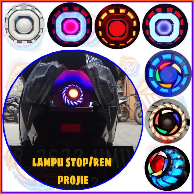 Lampu Stop Rem Belakang projie Rainbow Spiral bulat kotak Universl Beat Aerox Pcx Nmax vario 125 150