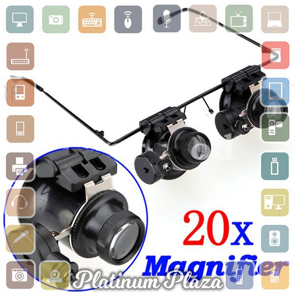 Gorelax Kacamata Pembesar Reparasi Jam atau Perhiasan 20x Magnifier - 9892A - Black`6EDEV2-