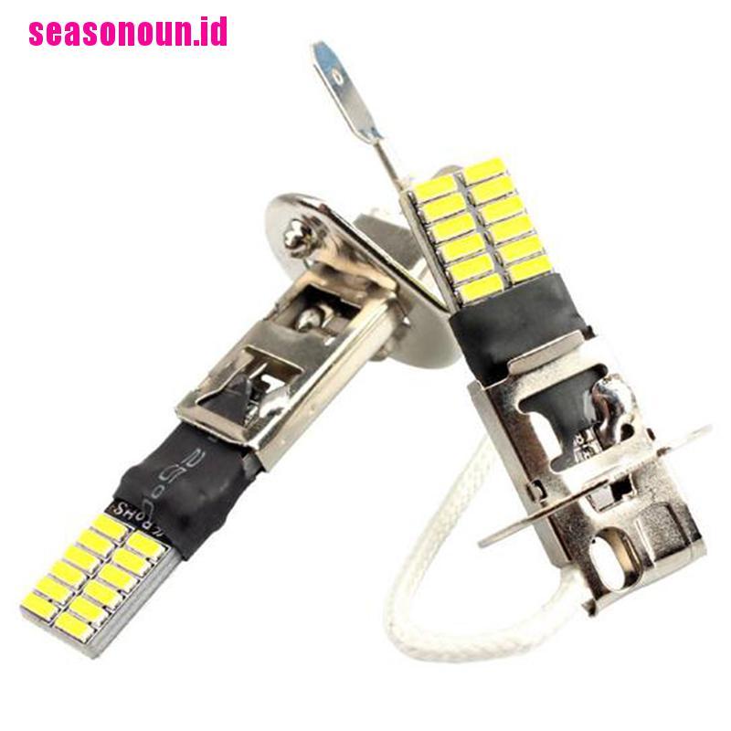 (seasonoun) Lampu Bohlam LED HID Xenon 6500K 24-SMD H1 Pengganti Warna Putih Untuk Fog Lamp