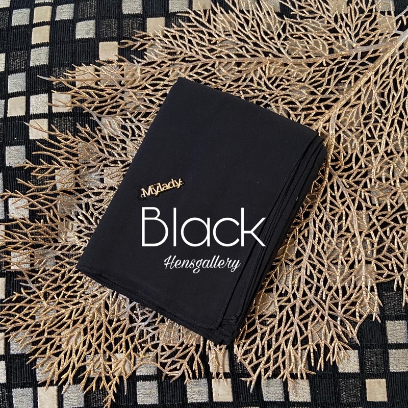 Part 1 Mylady Hijab Plain Voal Ultrafine by Myladyhijab dark mustard silver broken white optic white-BLACK