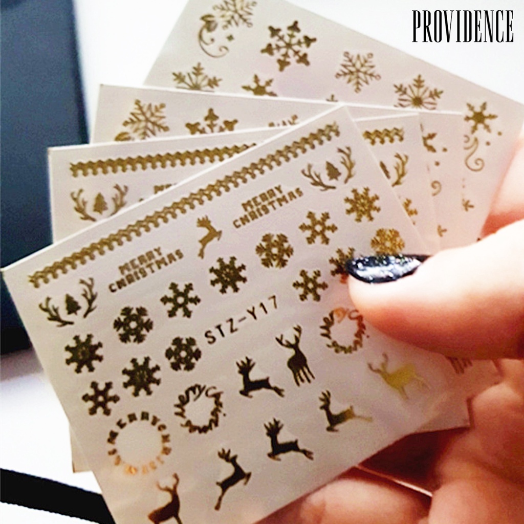 Providence 16Pcs Manicure Decal Delicate Lightweight Solid Color Gold Color Snowflake Manicure Sticker for Women