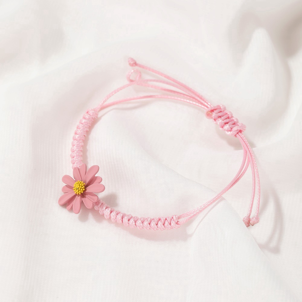 Gelang Wanita Bunga Warna Murni Korea Fashion Daisy Kecil Gelang Tali Dikepang Aksesoris Siswa / Pacar / Pasangan