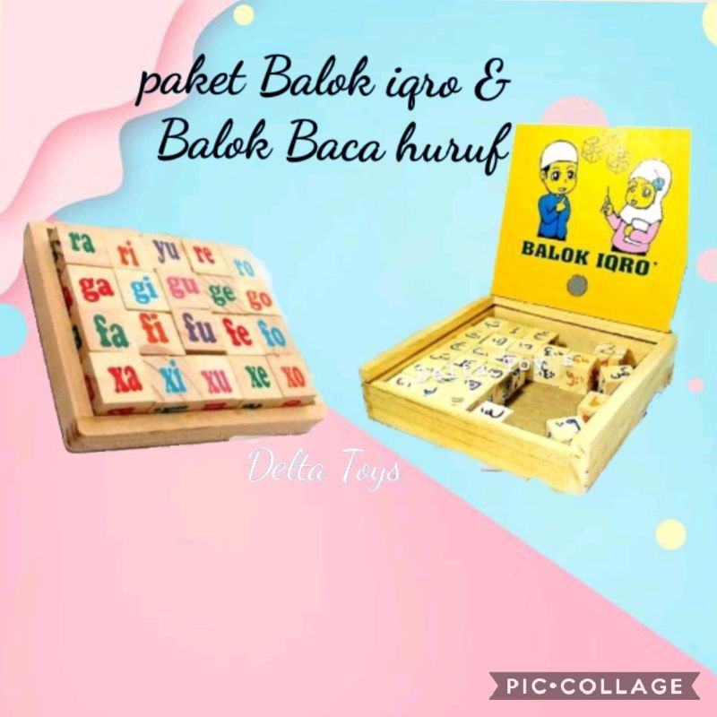 Mainan Edukasi Paket Balok iqro & Balok Baca Kado ultah Ulang tahun mainan Anak perempuan laki 4 5 3