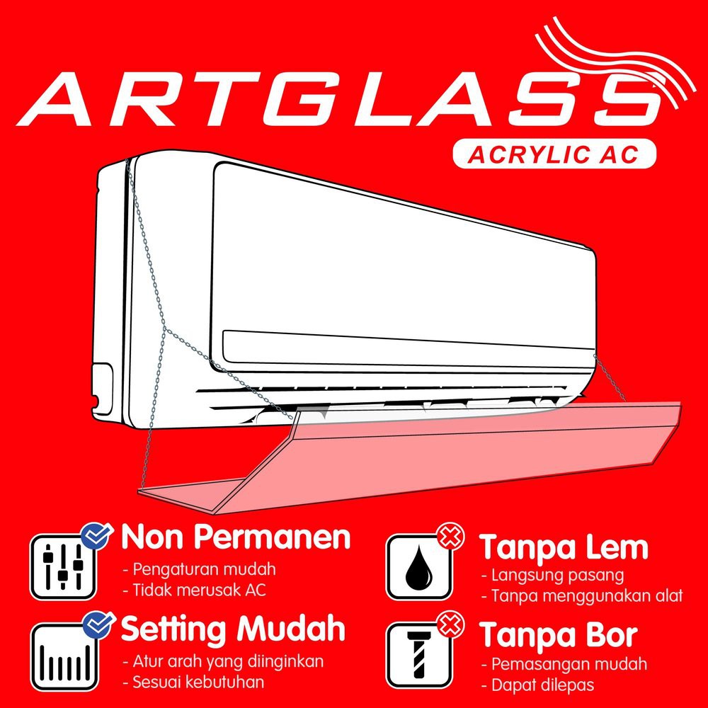 Penahan hembusan ac / akrilik ac / talang ac / material akrilik 80cm Terbaik