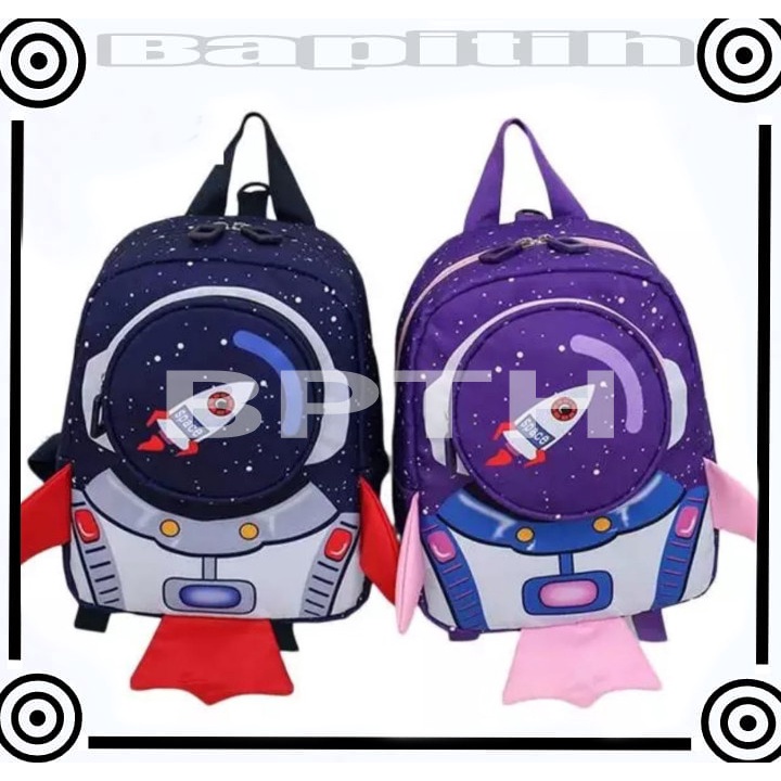 BPT/ Tas Ransel Anak Laki laki Waterproof motif ROKET/ Astronot tas sekolah Anak TK SD  Ransel Import ransel tahan air kado ultah anak cowo