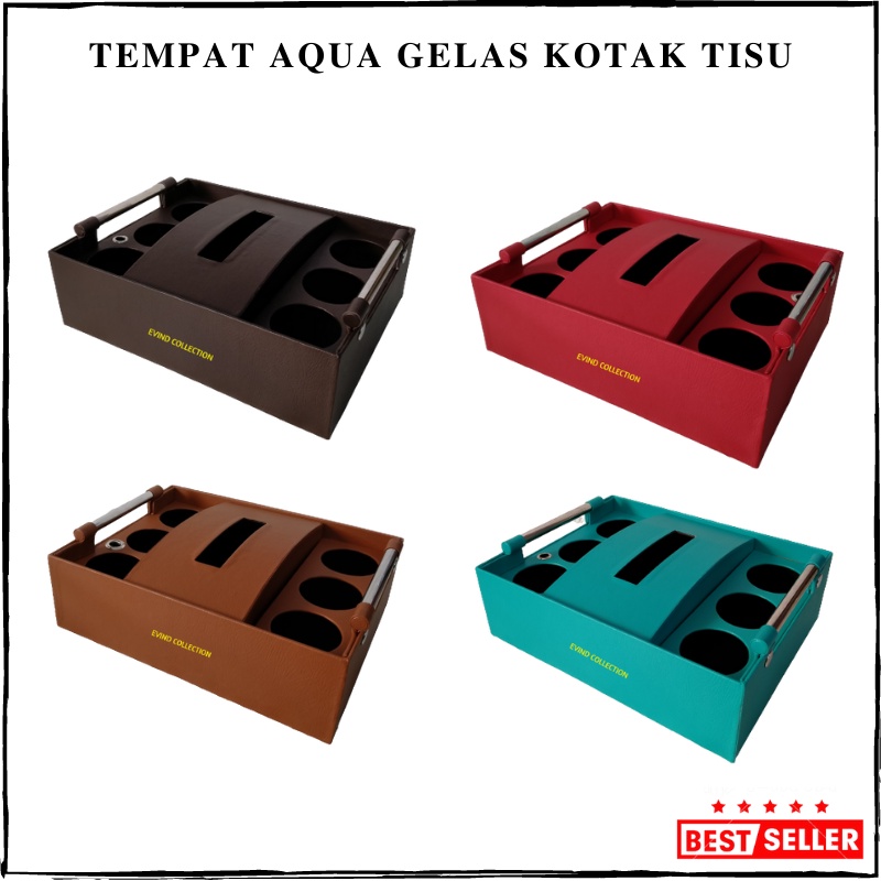 Keranjang Air Mineral Gelas Kotak Tisu Tengah Tempat Aqua Gelas Kulit Sintetis