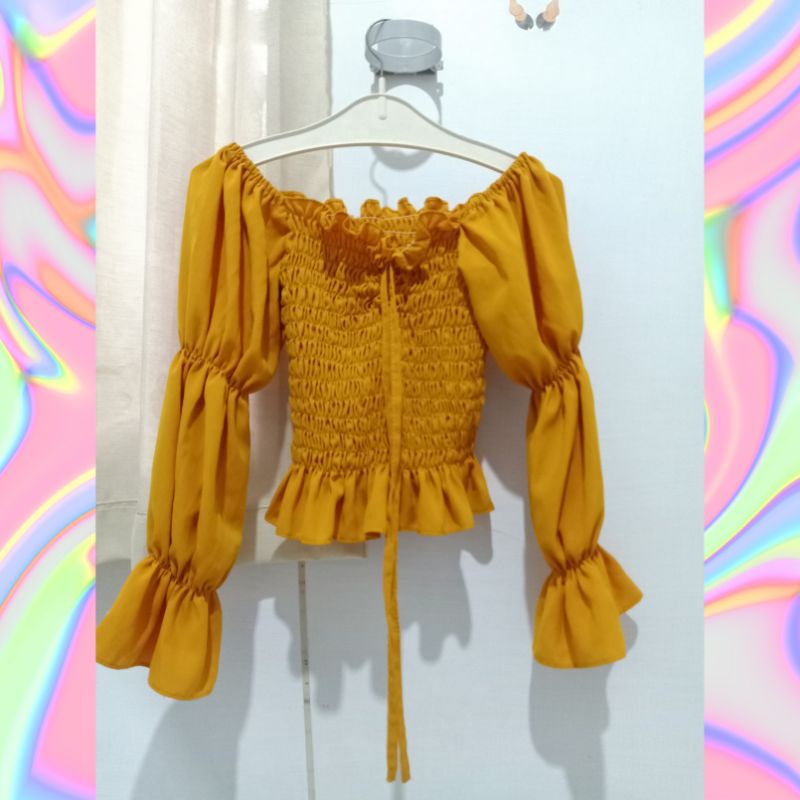 Baju Sabrina Kuning Kunyit