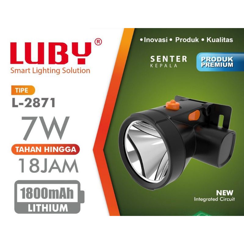 senter kepala LUBY 2871 7 Watt headlamp lampu nyala putih kuning
