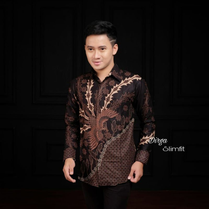 Batik Pria Lengan Panjang BATIK NAKULA HRB026 motif KERATONAN Kode 002 size M L XL XXL Reguler