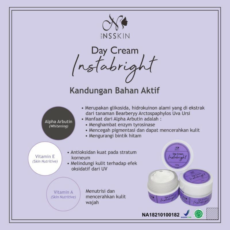 New NSSKIN DAY CREAM INSTABRIGHT