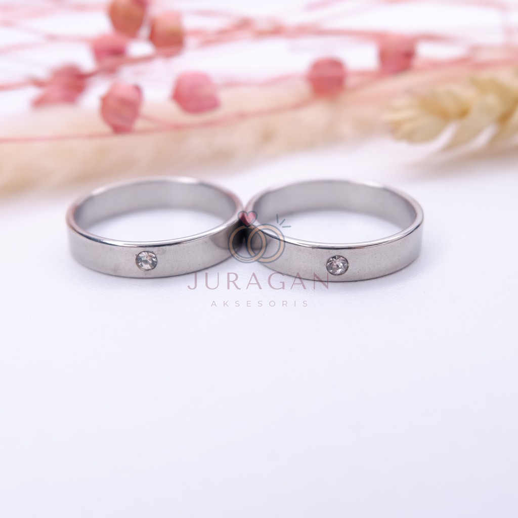 [UKIR NAMA + BOX HATI] Cincin Couple BUCIN Titanium M43 BONUS Gelang Couple