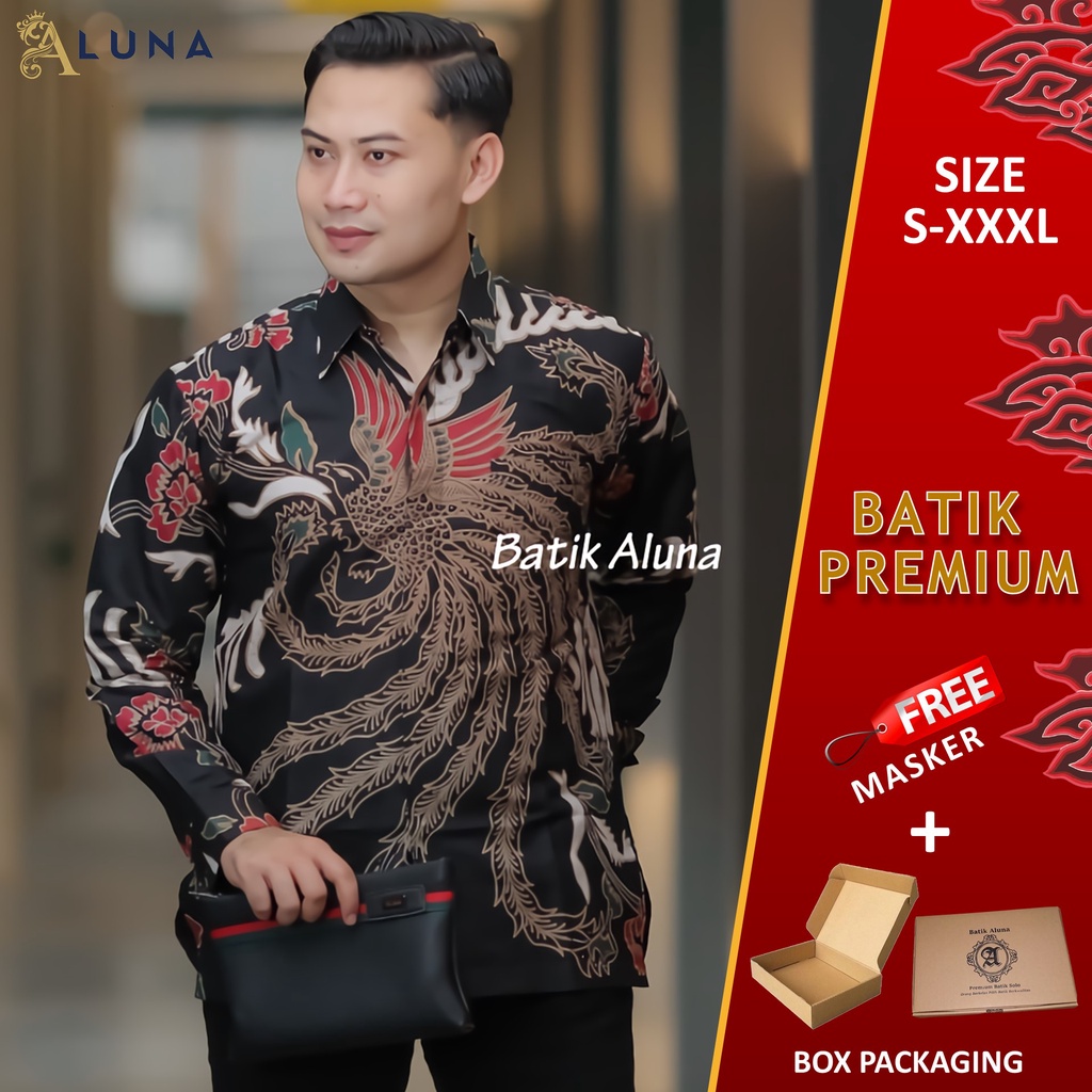 KEMEJA BATIK PRIA LENGAN PANJANG PREMIUM REGULAR KANTOR MODERN BATIK ALUNA PCW 009