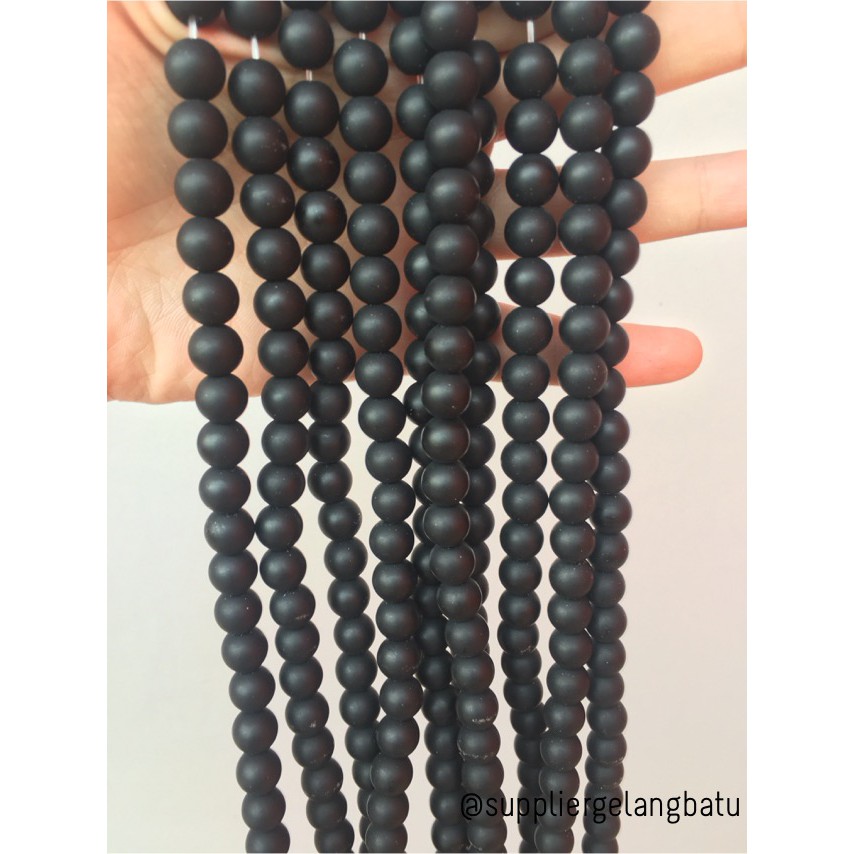 supplier batu alam blackstone doff bahan gelang kalung akik asli 10mm