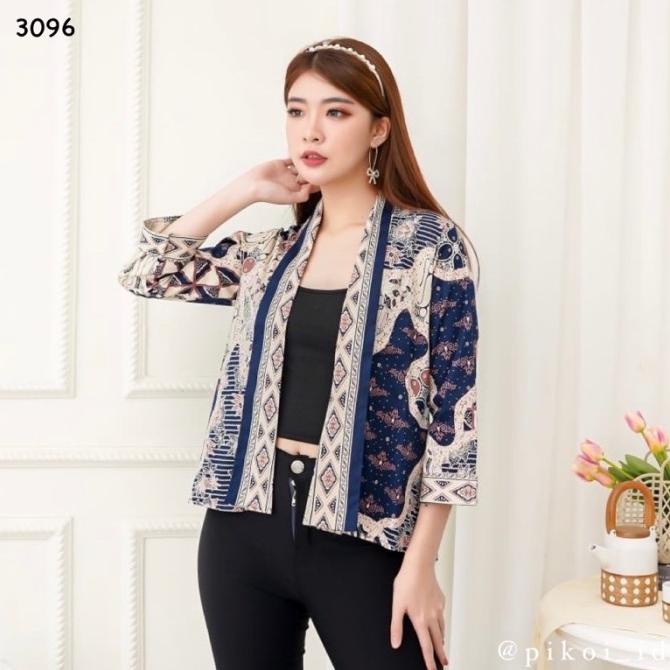 Outer batik wanita modern / bolero batik Bunga / cardigan batik kantor Termurah