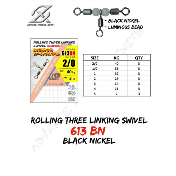 3 PCS AXZ KILI KILI PANCING ROLLING THREE LINKING ROLLING SWIVEL BAHAN STAINLESS STEEL