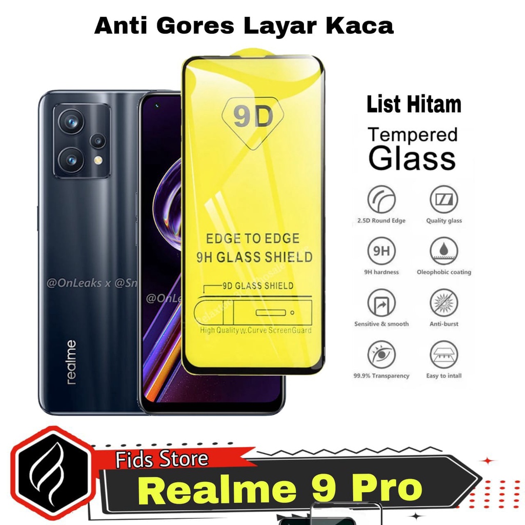 Promo Tempered Glass REALME 9 Pro Anti Gores Layar Kaca NEW-HOT TG Layar FULL Cover Black &amp; Clear