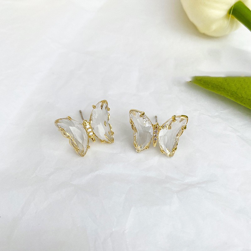 Delicate Crystal Butterfly Earrings  New Korean Ins Girl Accessories-4