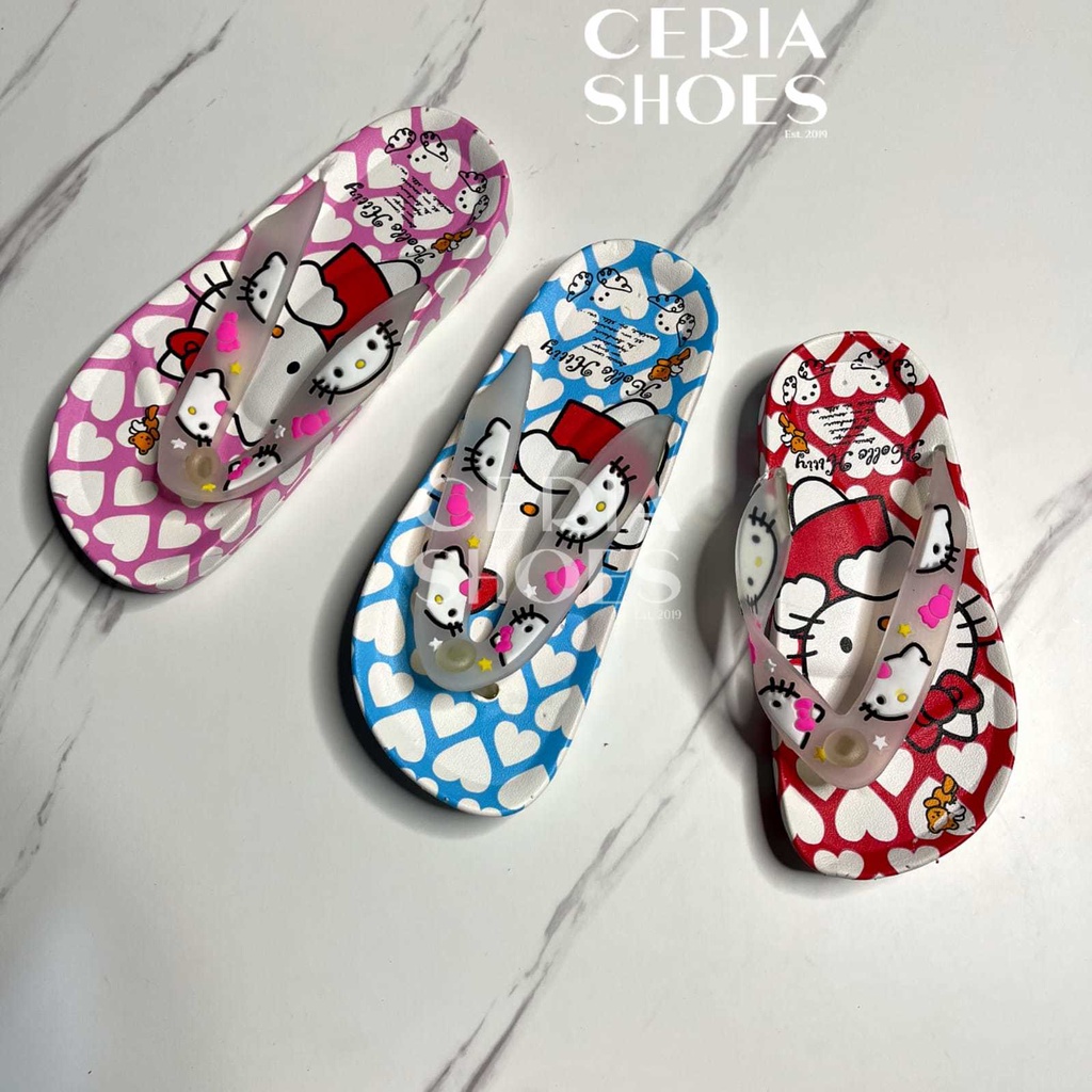 Sandal Jelly Anak Hello Kitty Import Karet Elastis Empuk Non-Slip PVC Anti Lecet 3015-SU