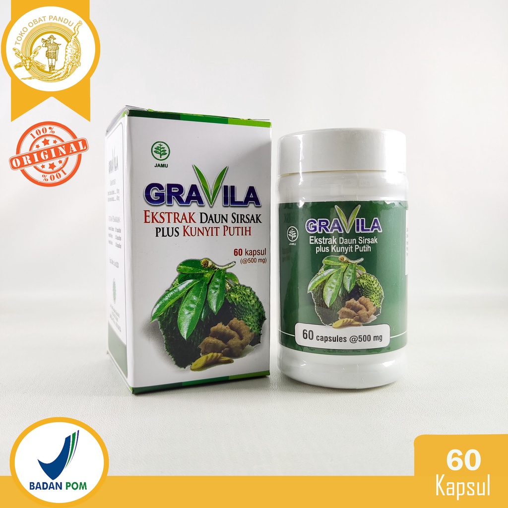 GRAVILA KAPSUL EKSTRAK DAUN SIRSAK PLUS KUNYIT PUTIH / OBAT KESEHATAN
