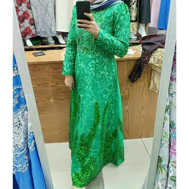 Baju Gamis Pesta Mewah Bibiq 29687 Bibiq Fashion Maxidress Baju Muslim Brokat Bahan Jaquard