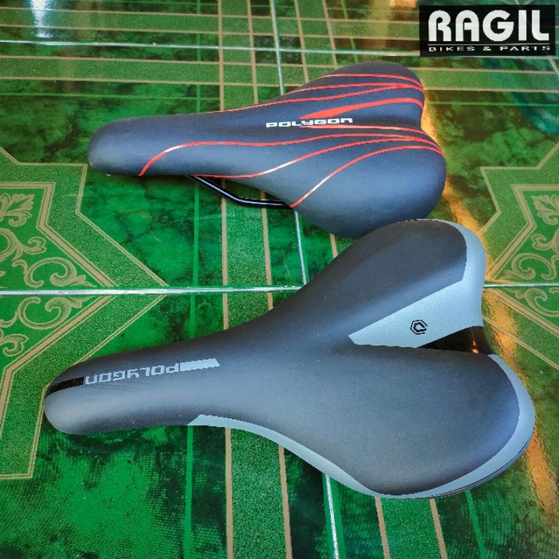 SADEL POLYGON MONARCH MEMORY FOAM MTB SEDEL SEPEDA MTB FEDERAL ORIGINAL EMPUK HITAM MERAH ABU ABU