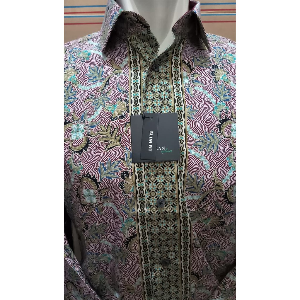 ALISAN Original Kemeja Batik Lengan Panjang - SLIM FIT // #1801 // - Maroon- S