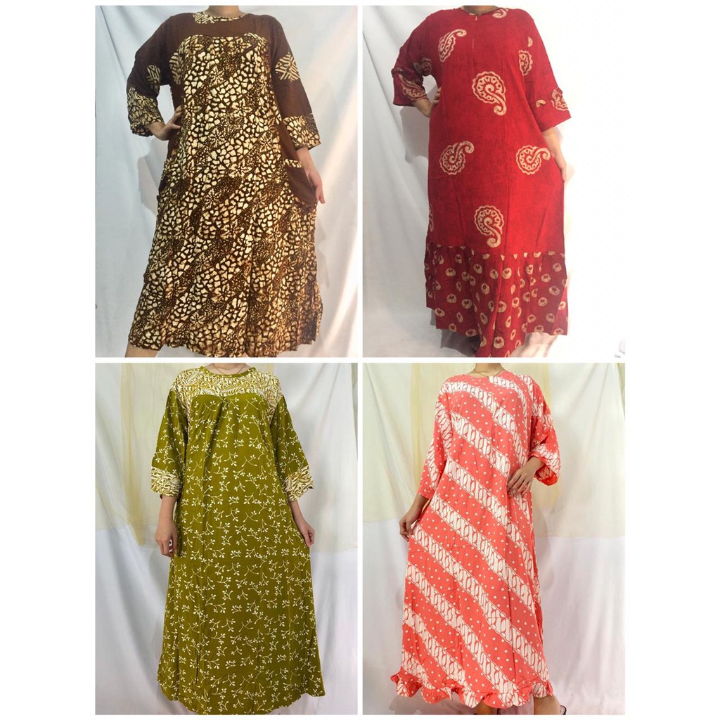 Sekdress Sekdres Secdress Daster Batik Jumbo LD 130 Semata Kaki Lengan Panjang Batik Balong Murah