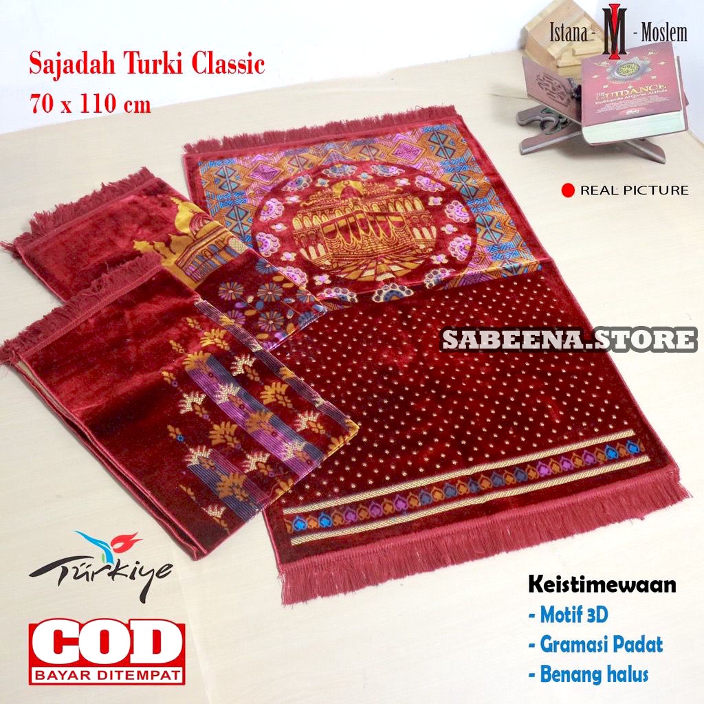 Sajadah Turki Dewasa Super Spigel Ukuran 70x110cm Bahan Tebal Dan Halus Perlengkapan Sholat Pakaiana Muslim Sejadah Terbaru Bisa COD