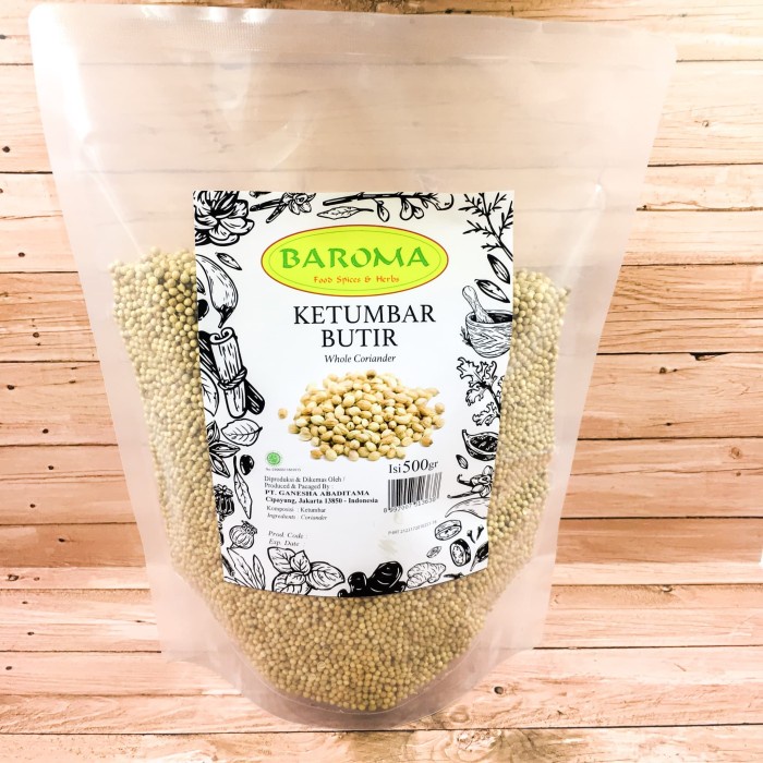 

Ketumbar Butir / Whole Coriander 500gr - Baroma Bumbu Rempah Ketumbar