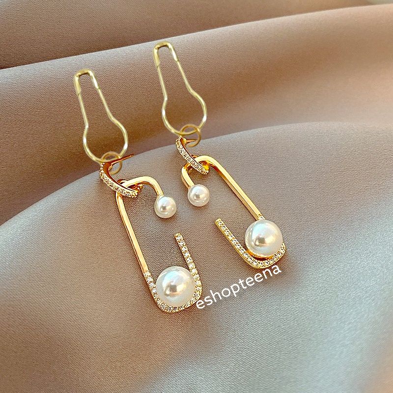 A44 anting hijab juntai pearl new gold_anting jilbab