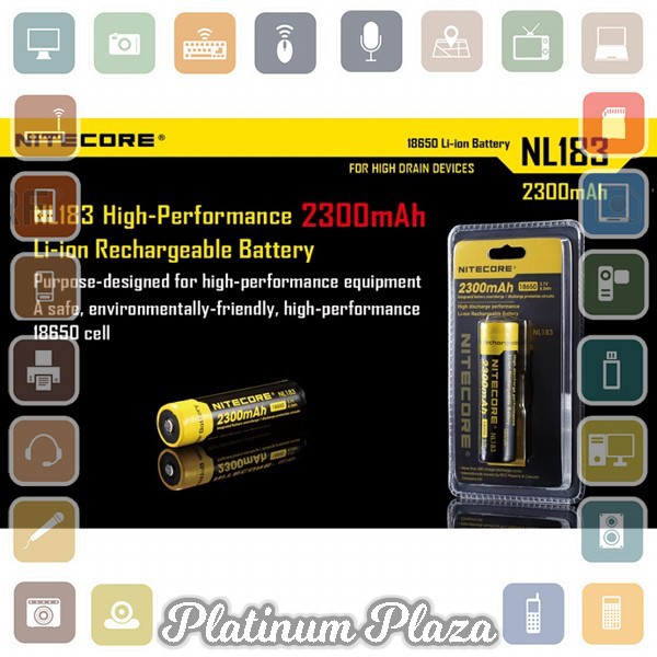 NITECORE 18650 Baterai Li-ion 2300mAh 3.7V - NL1823 - Black/Yellow`6QUJIQ-