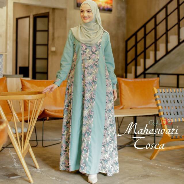 MAHESWARI DRESS BY AYUDIA INDONESIA GAMIS ABAYA MIX POLOS BATIK KATUN BUSUI FORMAL ELEGAN