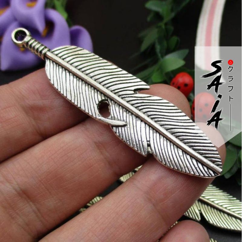 Charm feather bandul bulu daun bronze silver aksesoris membuat kerajinan kalung DIY | SAIA CRAFT