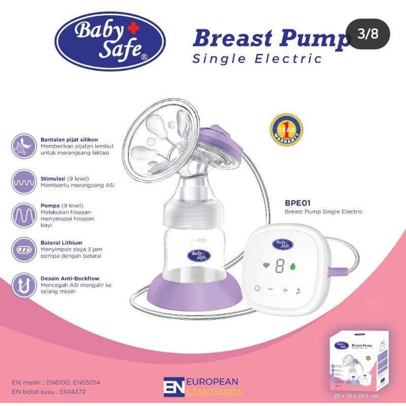 Baby Safe BPE01 Single Electric Breast Pump | Pompa ASI 1 SATU Corong