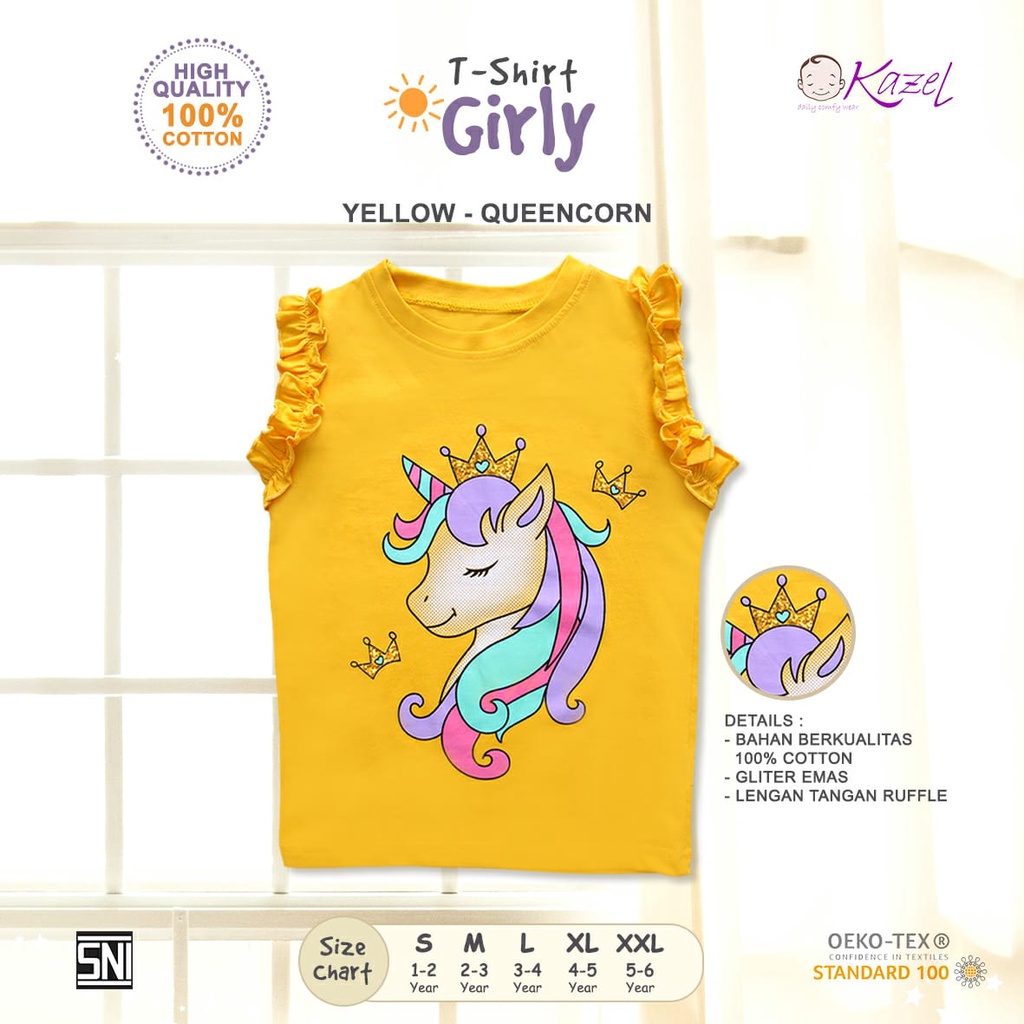 Kazel Tshirt Girly Edition 1-5 Tahun - Kaos Anak Perempuan / Atasan Anak