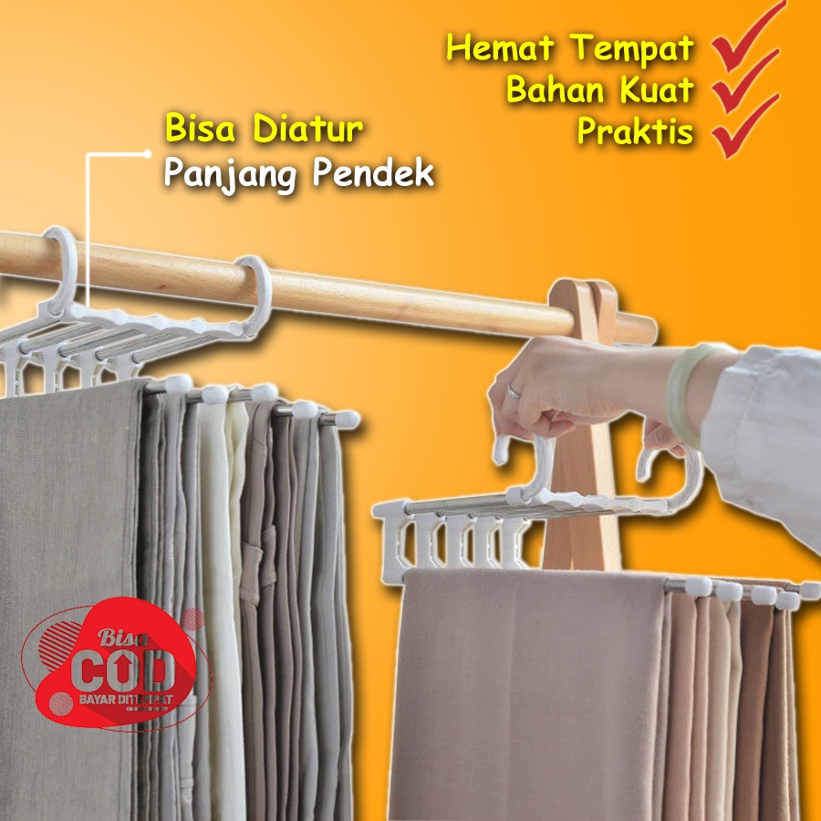 Castok Gantungan Baju Besi Kamar Lipat 5in1 Stainless Magic Hanger Gantungan Handuk Hanger Hijab Jilbab Susun Hanger Kapstok Tempat Gantungan Kerudung Kastok Baju Jilbab