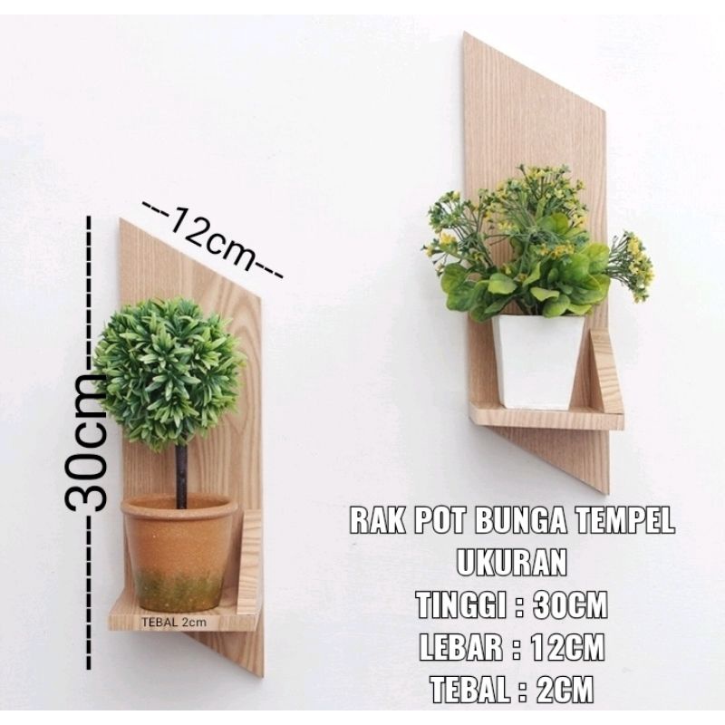 Jual Rak Bunga Unik Hiasan Dinding dari Kayu Model Jajar Genjang
