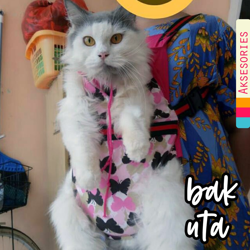 Gendongan kucing motif kupu-kupu tas kucing murah meriah size S-XL