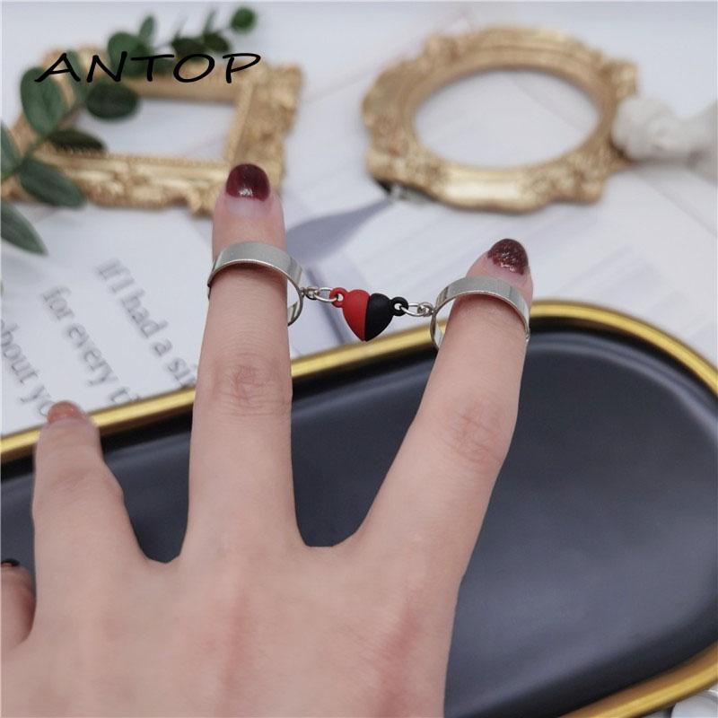 Cincin Rantai Magnetik Model Terbuka Gaya Hip Hop Punk Untuk Pasangan