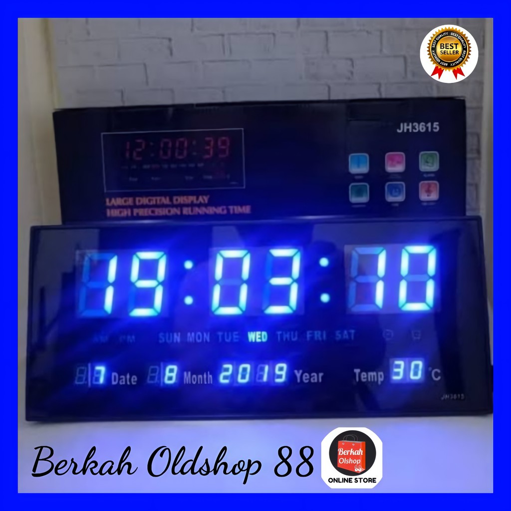 Berkah Oldshop 88 - Jam Dinding Digital LED Meja LED Clock 3615 Biru