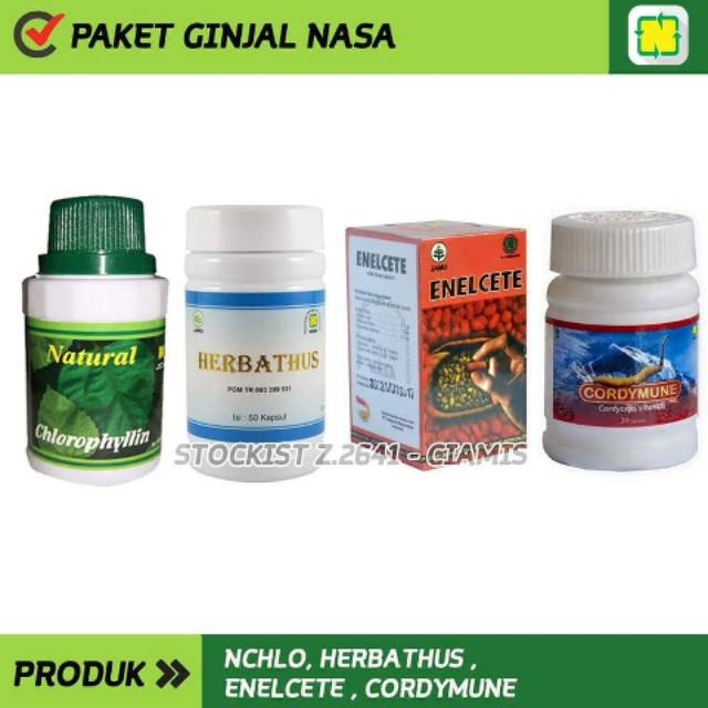 

PAKET GINJAL NASA - Chlorophyllin, Herbathus, Enelcete, Cordymune
