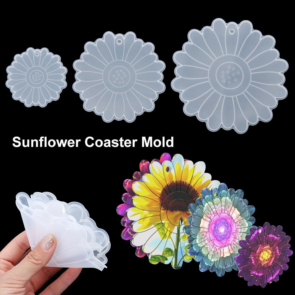 Solighter Sunflower Coaster Cetakan DIY Casting Membuat Perhiasan Alat Cup Mat Mold