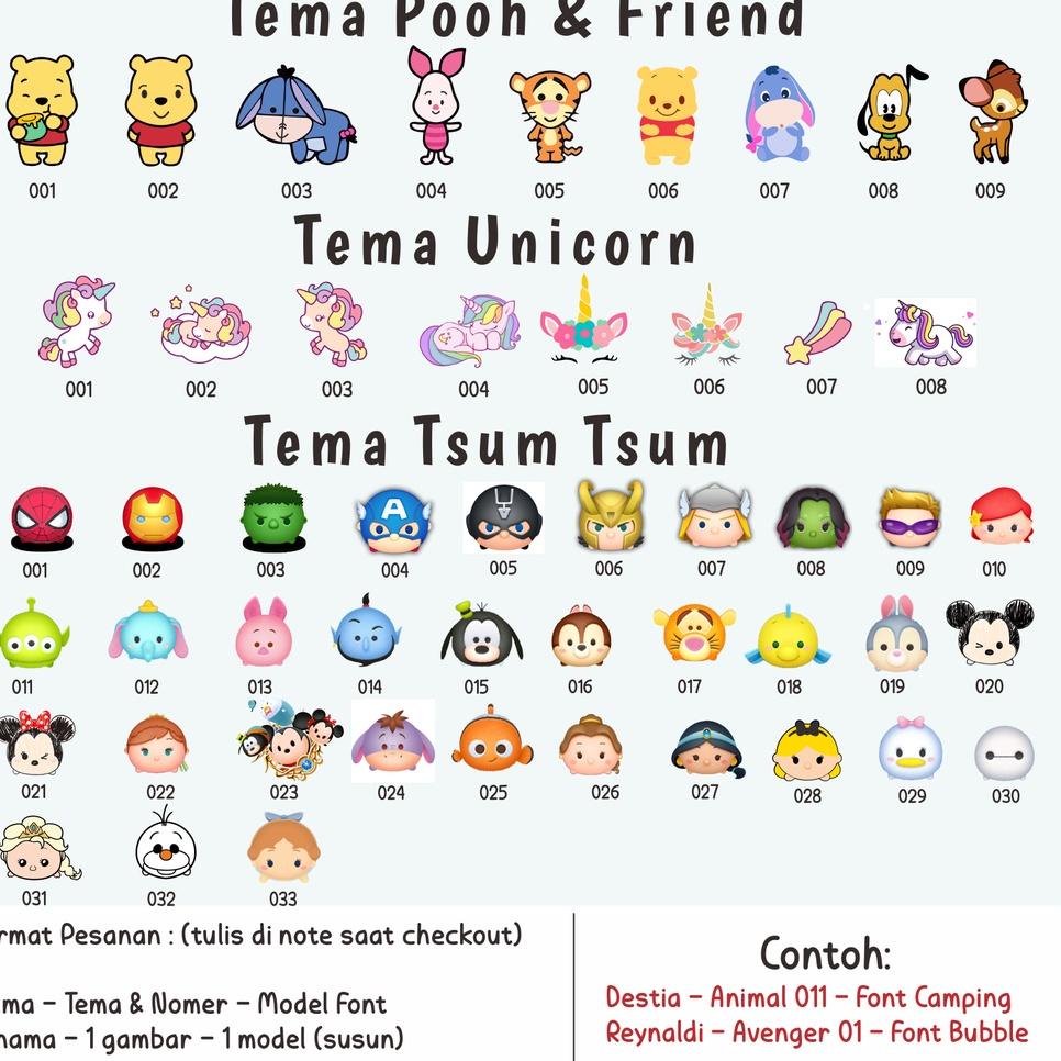 

(S6Z9) ⭐️ Stiker Custom Anak Label Nama Karakter Lucu Unik Variasi Waterproof //Super@laris