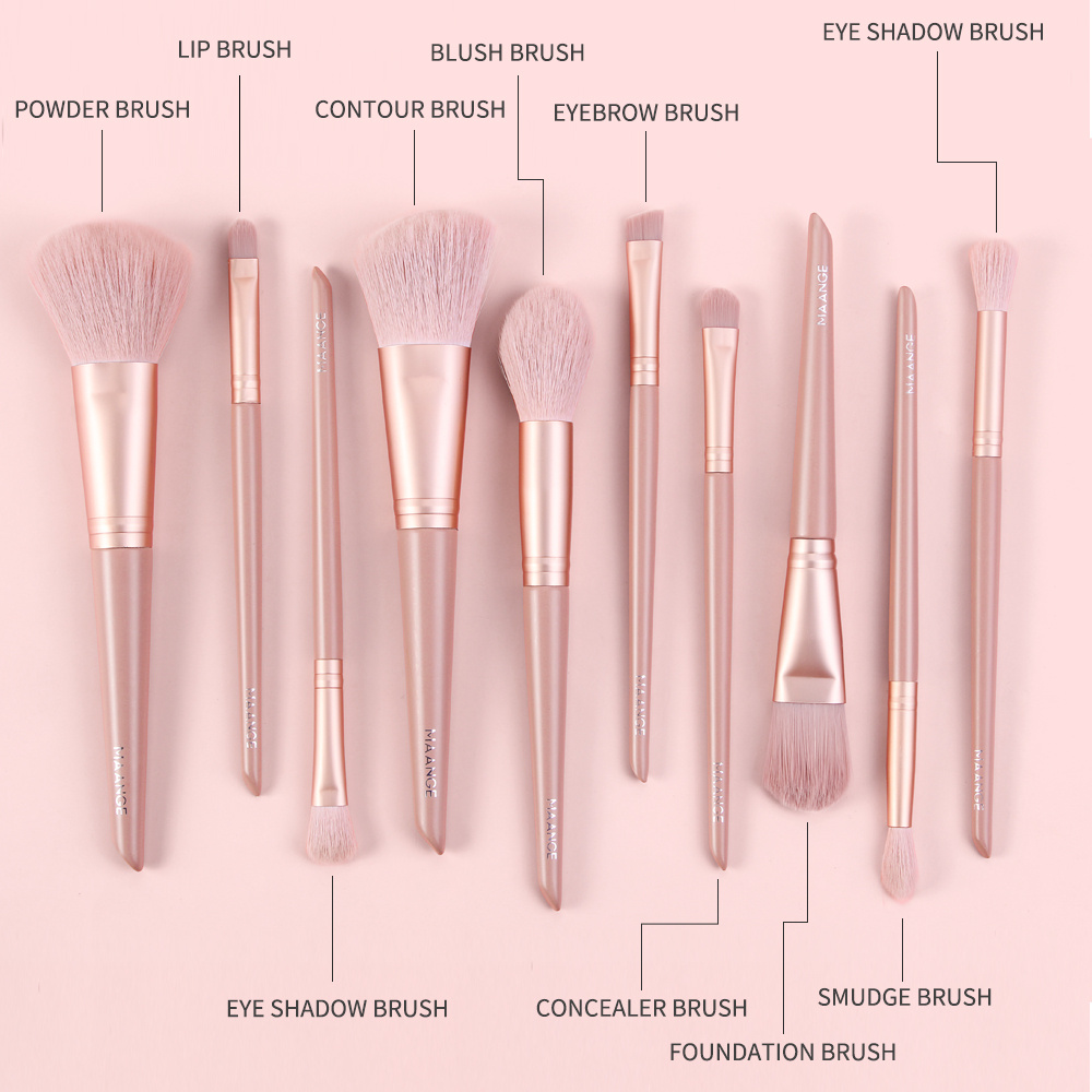 MAANGE 10 Pcs Makeup Brush Set Profesional Makeup Brush Pack Nyaman Nylon Bristle Gagang Kayu 5986